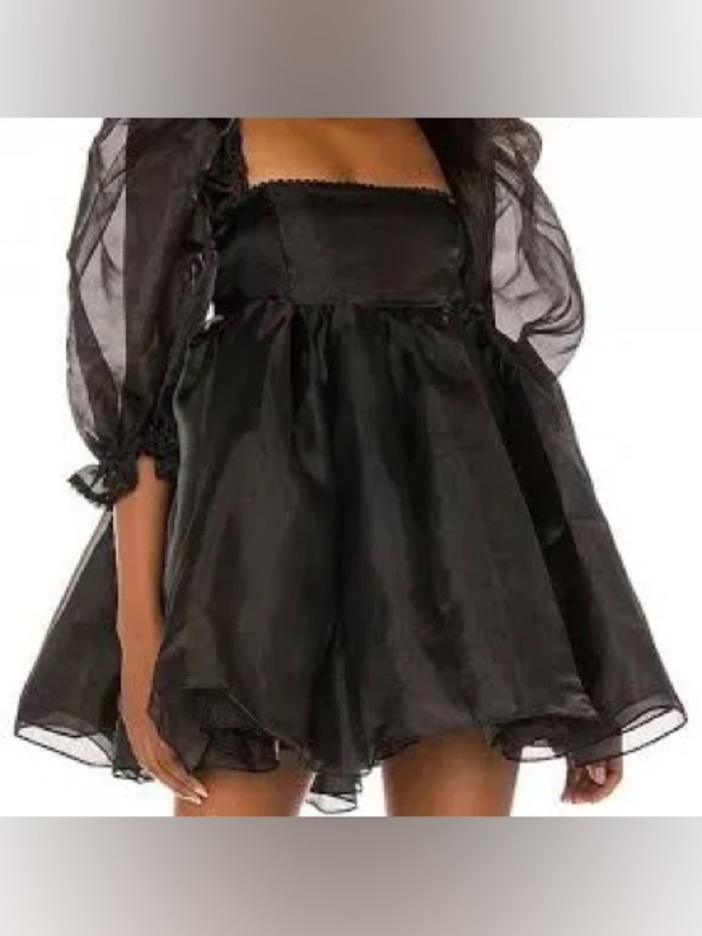 Altar’d State Puff Sleeve Babydoll Mini Dress | XSmall | Black